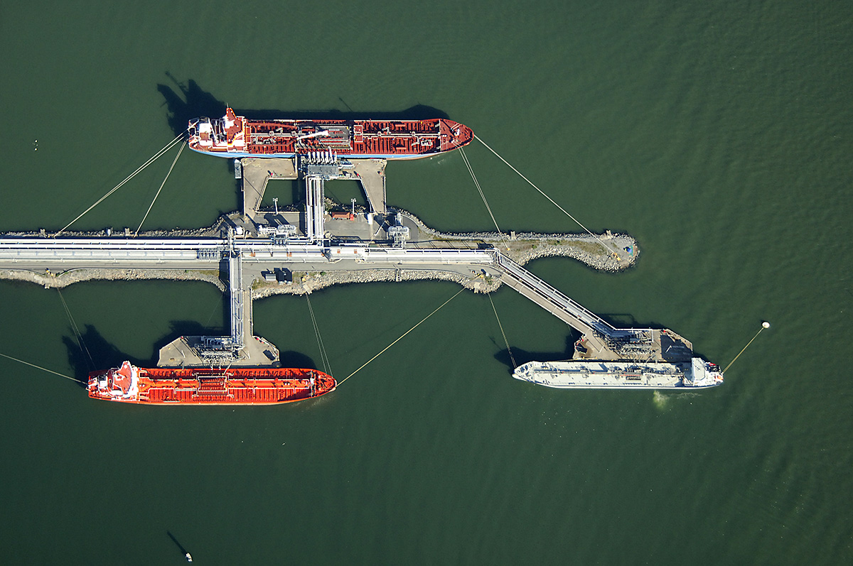 Aerial View of Oil Gas Marine Terminal, Sweden.