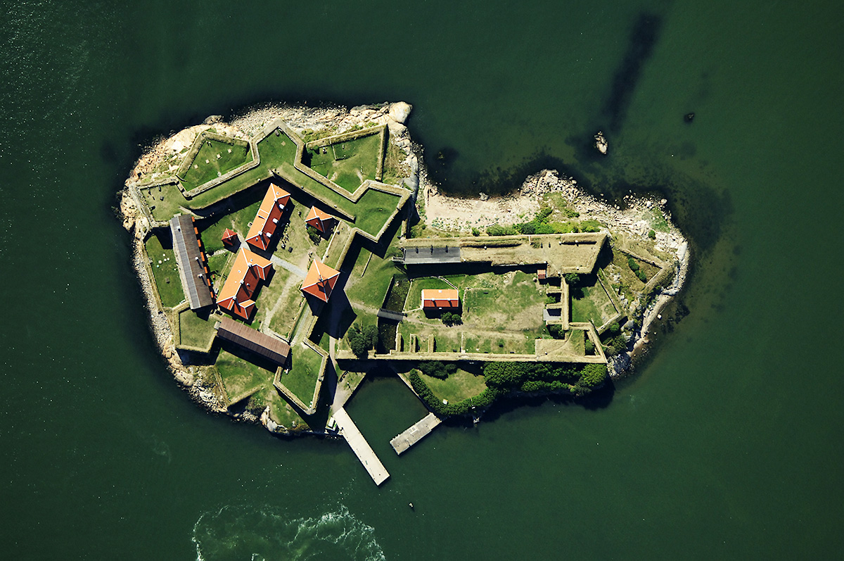 Aerial Top View of Suomenlina Fortress Helsinki, Finland.