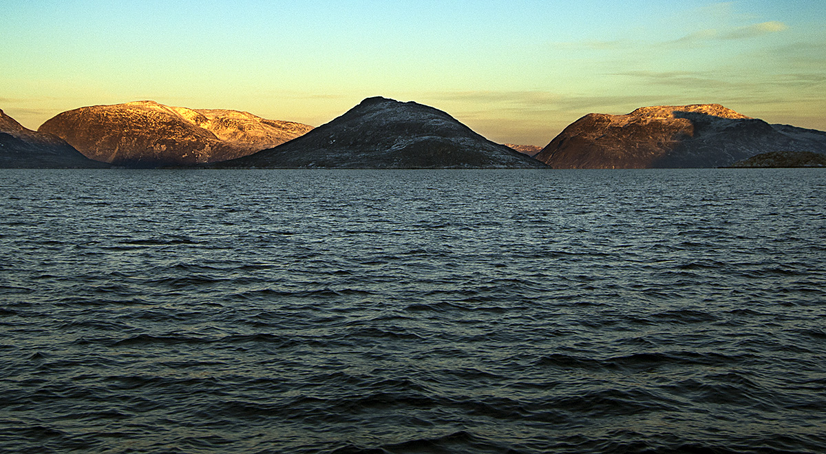 Sea Landscape of the Mountains on the Shore of Davis Strait, Greenland.