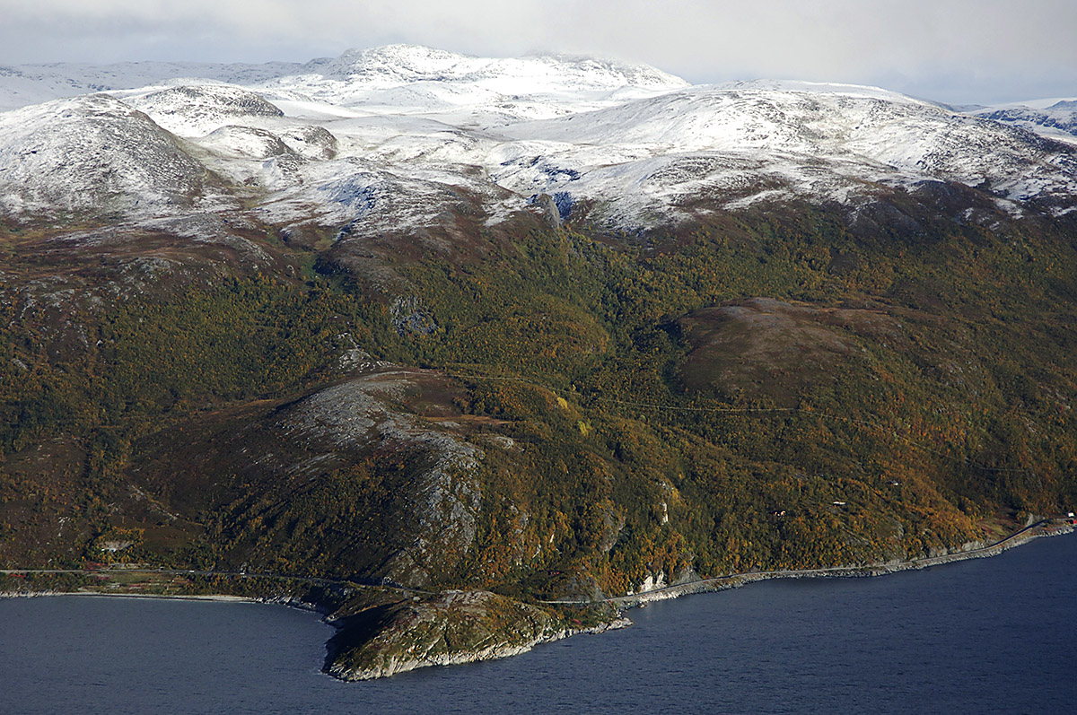 Aerial Landscape View of Alta Fjord, Norway.
