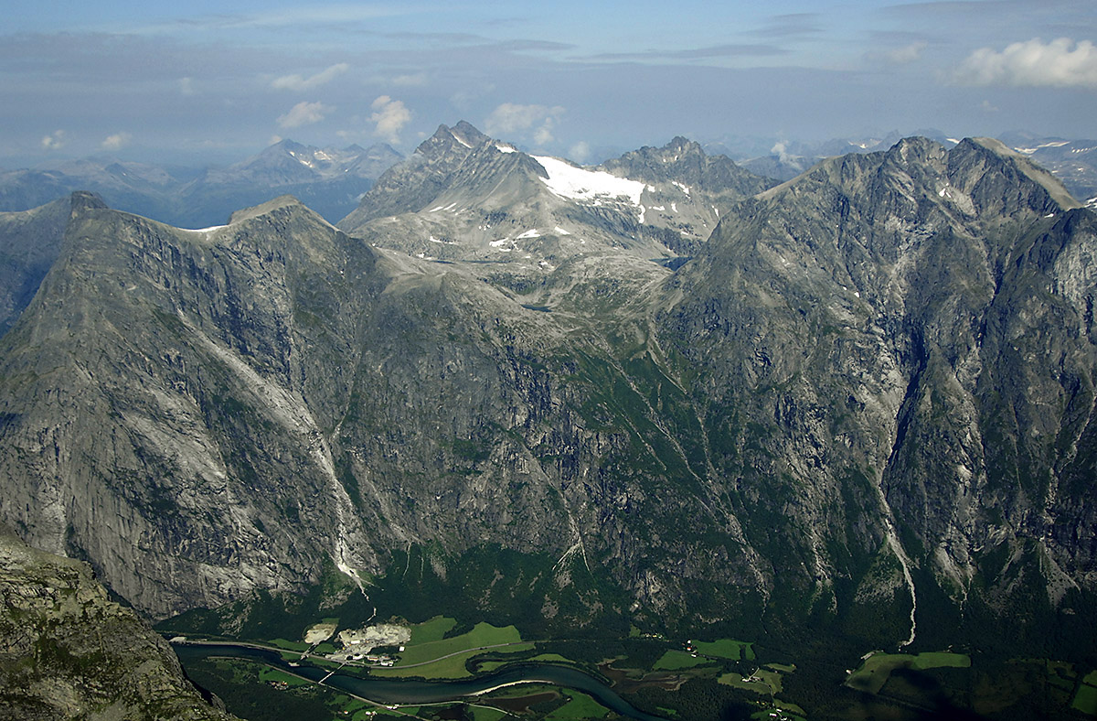 Aerial Landscape View of Romsdalen and Mountains, Norway.