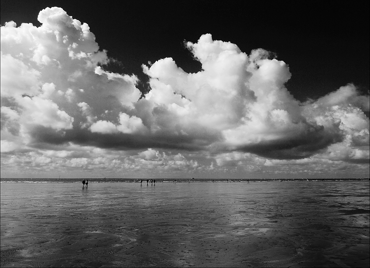 Seascape View of Busum Beach at Low Tide, Germany.