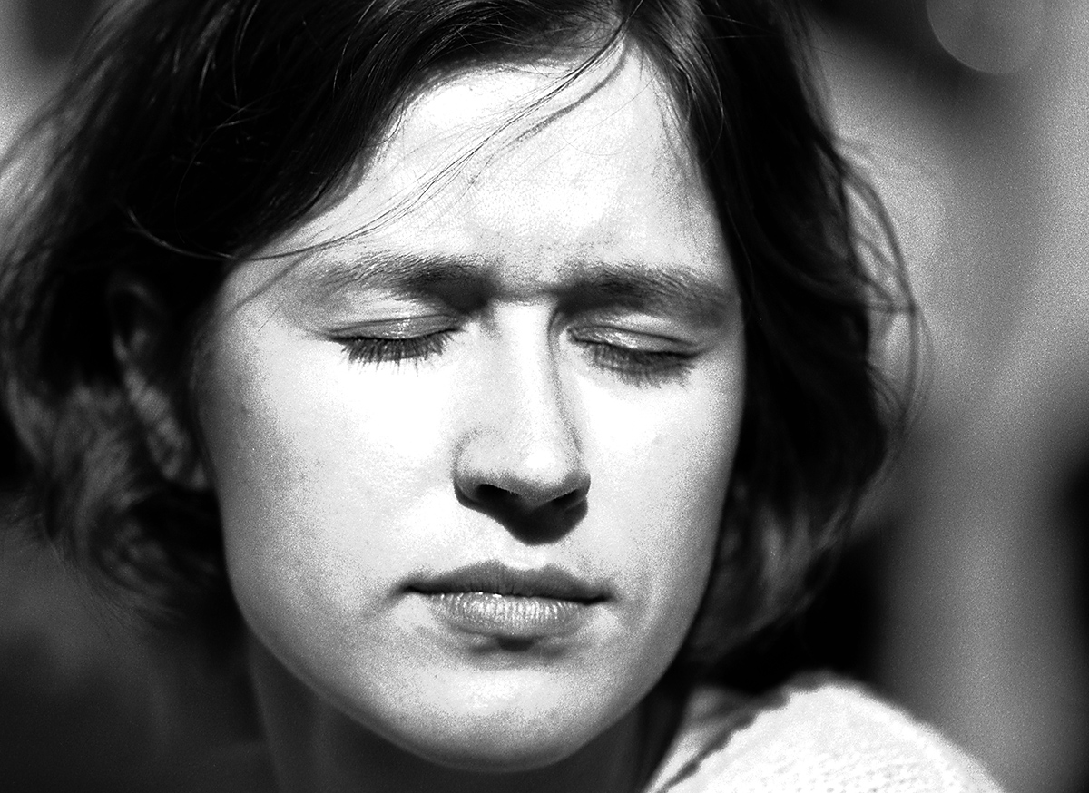 Girl with closed eyes, looking calm