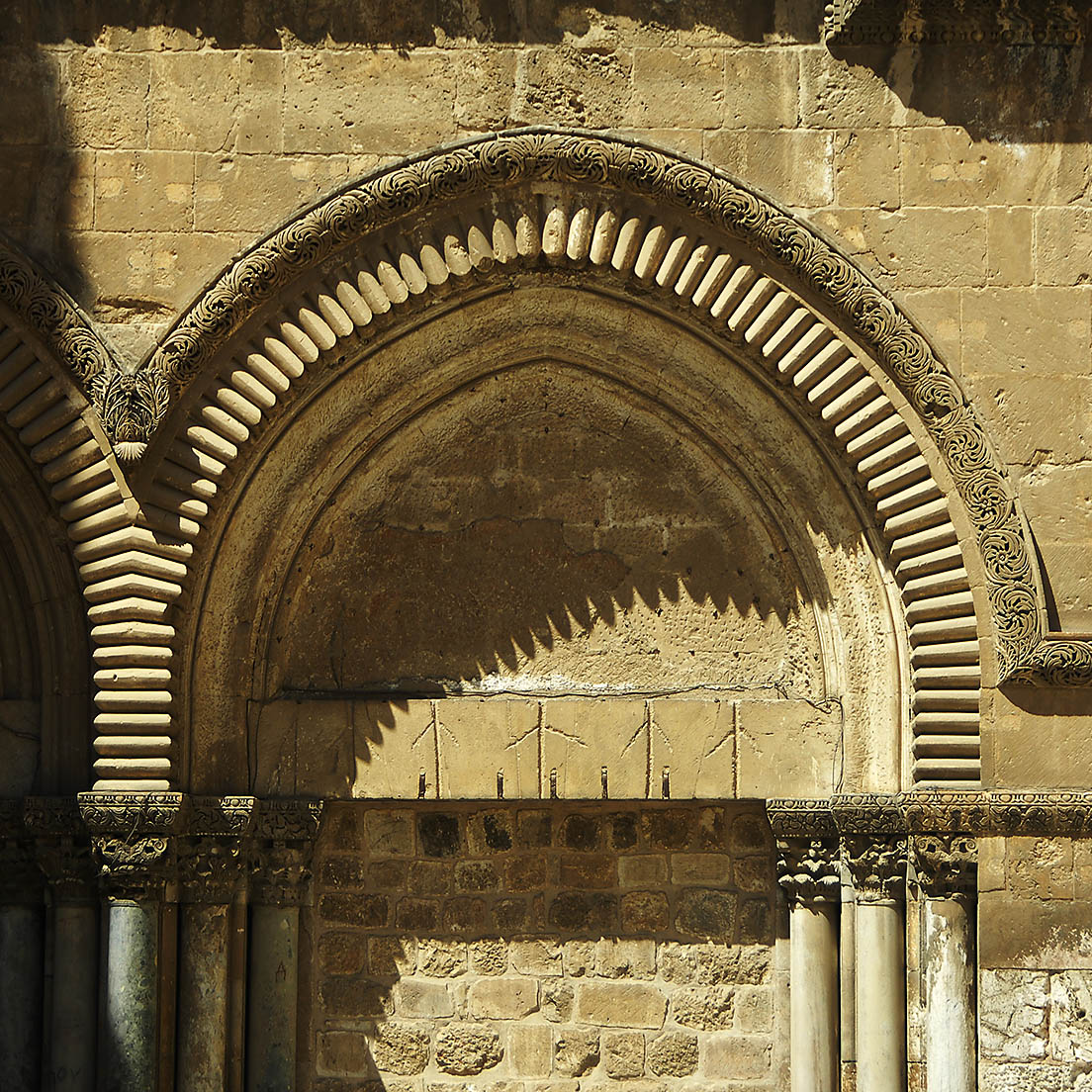 The Arch of the Church of the Holy Sepulchre in Jerusalem, Israel.