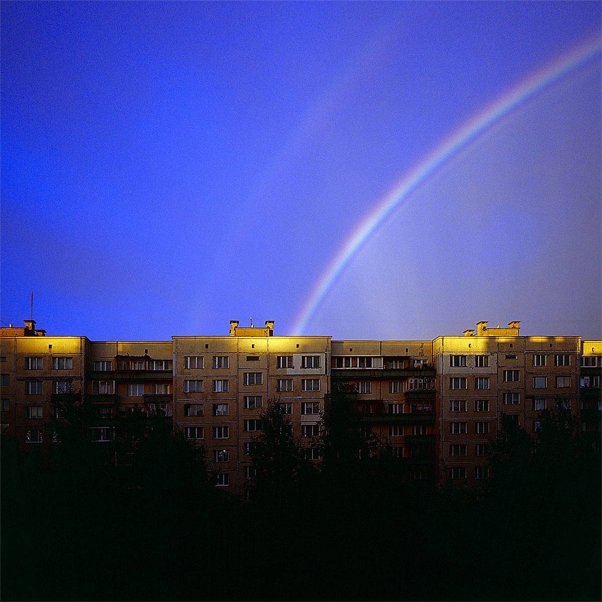 Rainbow over Urban St.Petersburg, Russia.