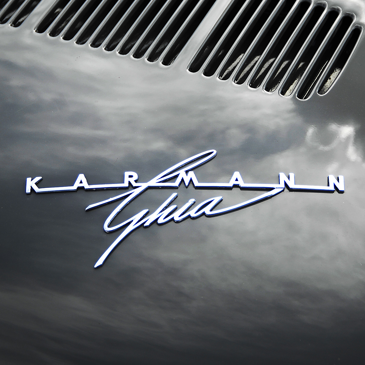 Detail of Classic German Car Back Badge Volkswagen Karmann Ghia