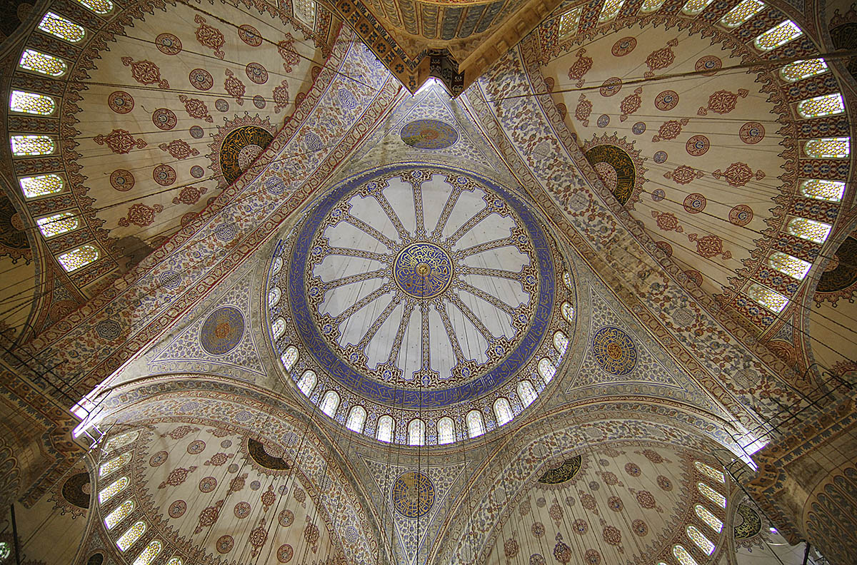 Arch and Five Domes of Blue Mosque, Istanbul, Turkey.