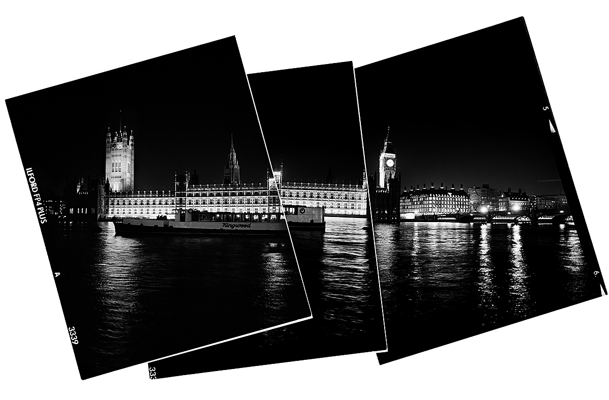 Panorama of Parliament House Shut on Film, London, UK.